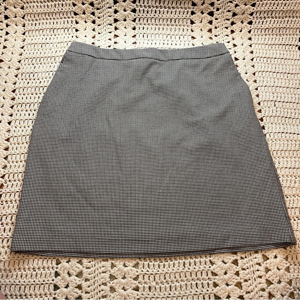 Rachel Zoe Black/Brown/Cream Checkered Pull On Stretch Pencil Skirt Large